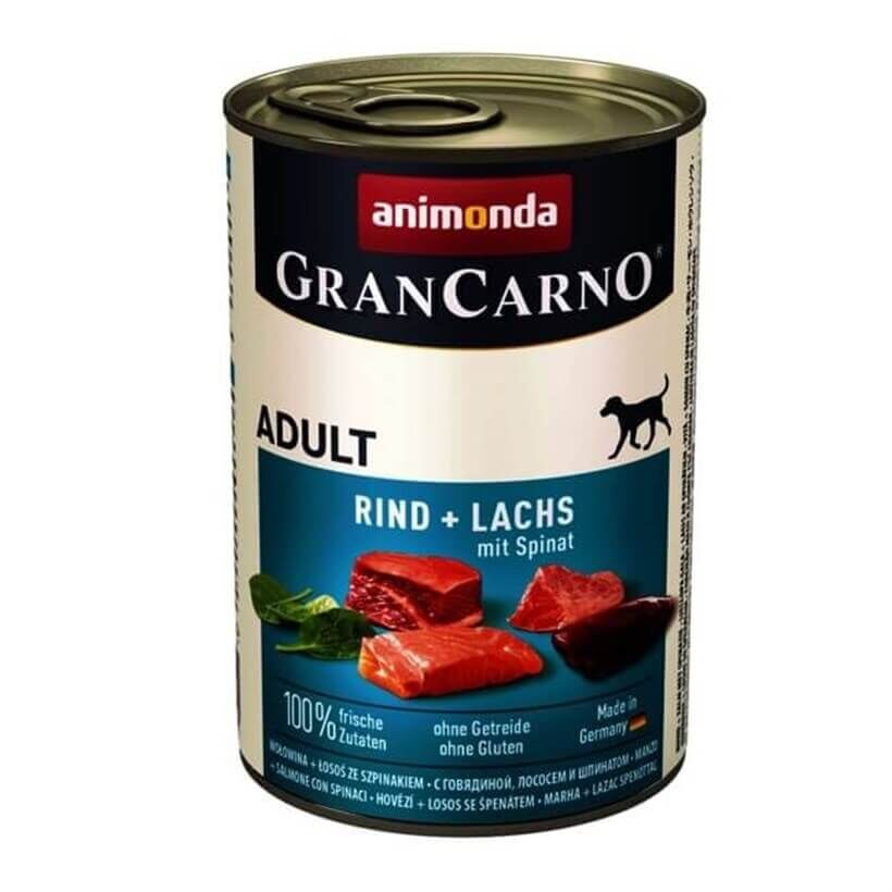 Animonda GranCarno Sığır Etli Ispanaklı ve Somonlu Köpek Konservesi 400 Gr