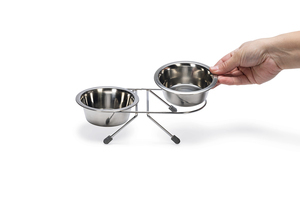 Beeztees - Beeztees Köpek İkili Mama Su Kabı, Paslanmaz Çelik, 11cm, 2x180ml