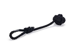 Beeztees - Beeztees Köpek Oyuncağı, Diş İpinden Tutamaçlı Top, Pamuk İplerden, Siyah, 40x7x7cm, 120gr