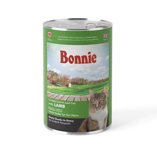 Bonnie Sos içinde Et Parçacıklı Kuzu Etli Yetişkin Kedi Maması 400 gr