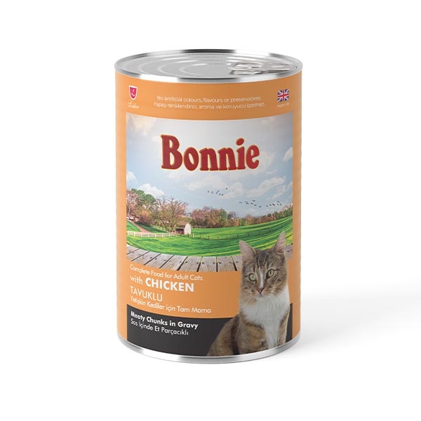 Bonnie Sos içinde Et Parçacıklı Tavuklu Yetişkin Kedi Maması 400 gr