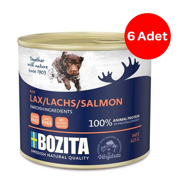 Bozita Somonlu Yaş Köpek Maması 625 GR 6 Adet