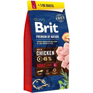 Brit Premium Büyük Irk Tavuk Etli Yetişkin Köpek Maması 15+3  Kg