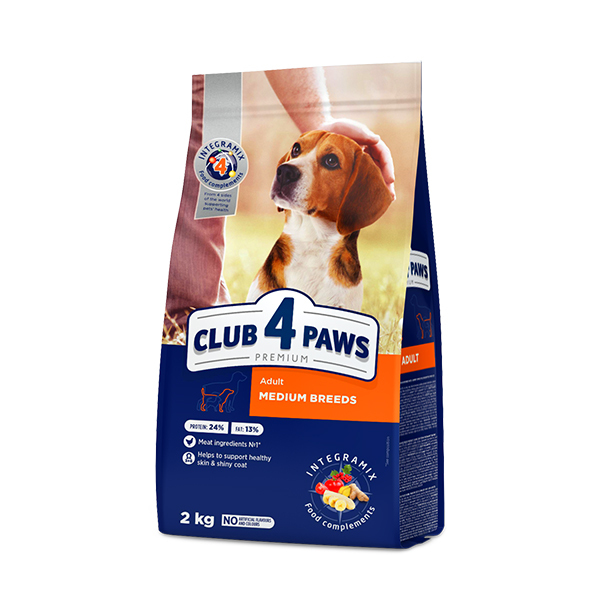 Club4Paws Premium Tavuklu Orta Irk Yetişkin Köpek Maması 2 Kg