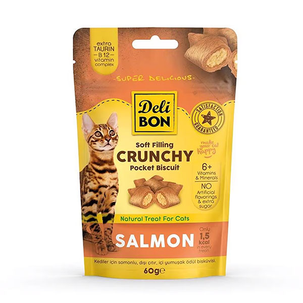 Delibon Chrunchy İçi Dolgulu Ödül Bisküvisi Somonlu 60Gr