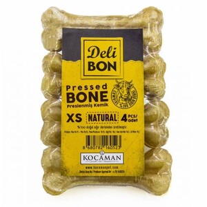 Delibon Deri Köpek Ödül Maması xs Pres Kemik 4&prime;lü 7cm Natural