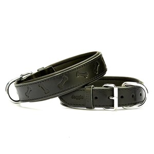 Doggie Kemik Desenli Deri Boyun Tasması (3.5CMx70CM-SBT 3535 L) Siyah
