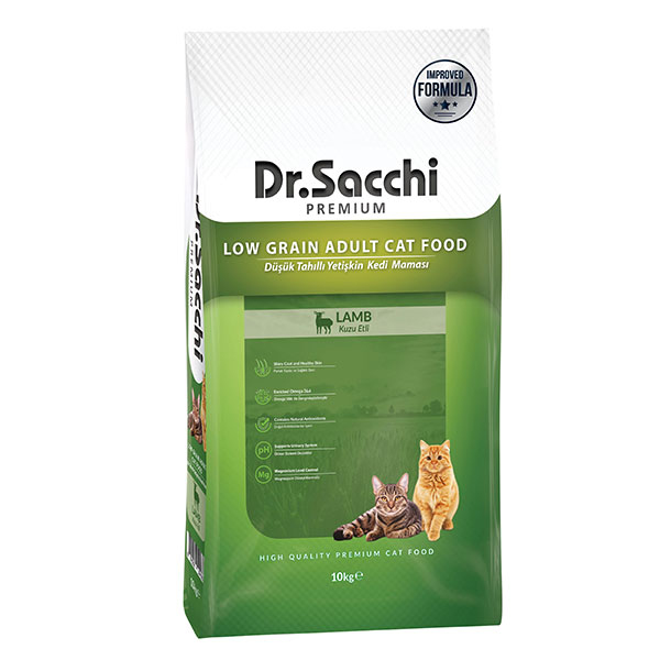 Dr.Sacchi Düşük Tahıllı Kuzu Etli Yetişkin Kedi Maması 10Kg