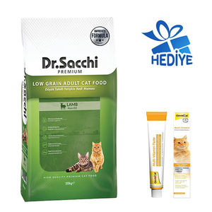 Dr.Sacchi Düşük Tahıllı Kuzu Etli Yetişkin Kedi Maması 10Kg - Thumbnail