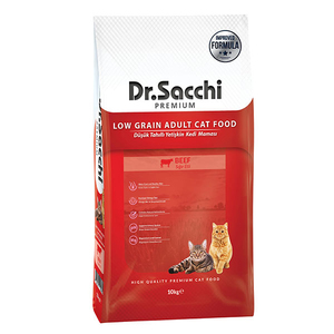 Dr.Sacchi Düşük Tahıllı Sığır Etli Yetişkin Kedi Maması 10kg - Thumbnail