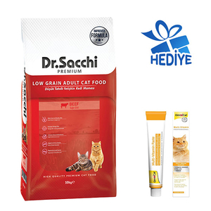 Dr.Sacchi Düşük Tahıllı Sığır Etli Yetişkin Kedi Maması 10kg - Thumbnail