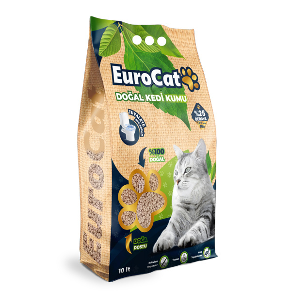 EuroCat Hızlı Topaklaşan Doğal Kedi Kumu 10 Lt 3.75 Kg