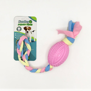 EuroDog Puppy Toys Pembe Rugby Topu Diş Kaşıma Oy. - Thumbnail