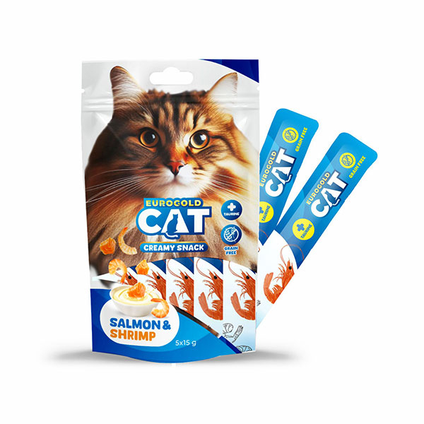 EuroGold Cat Sıvı Kedi Ödülü Somon-Karides 5x15Gr