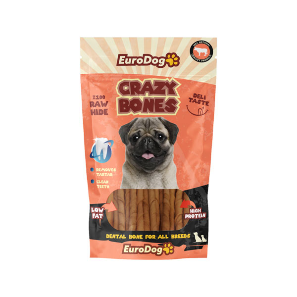 EuroGold Dog Crazy Bone Natural Burgu Çubuk 20 Li