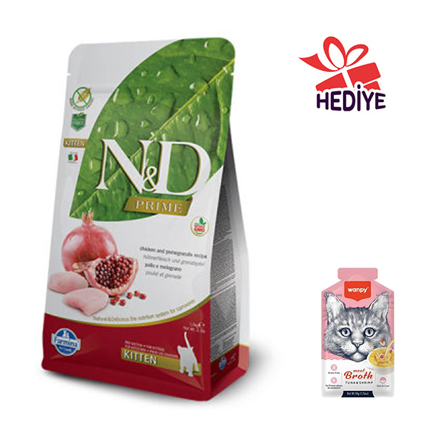 N&D Tahılsız Tavuklu ve Narlı Yavru Kedi Maması 1.5 KG