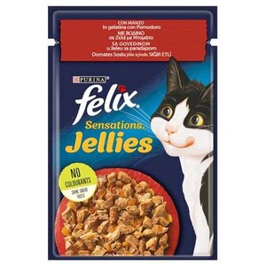 Felix Sensations Sığır Etli ve Domatesli Yaş Kedi Maması 85 Gr