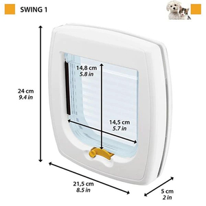Ferplast - Ferplast Swing 1 Kedi Kapısı Kahverengi 2 Yönlü Kilitleme Sistemi – Ahşap, Metal ve Cam Kapılara Uyumlu 14,8 x 14,5 cm