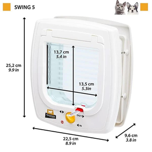 Ferplast - Ferplast Swing 5 Beyaz Kedi Kapısı – 4 Yönlü Kilit Sistemi – Ahşap, Metal, Cam ve Duvarlara Uyumlu – 13,5×13, cm