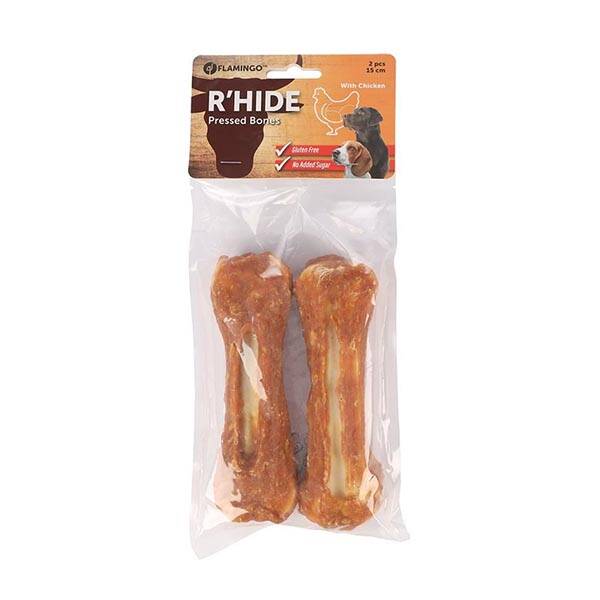 Flamingo Rawhide Tavuk Kaplı Köpek Ödül Kemiği15cm 220gr (2'li)