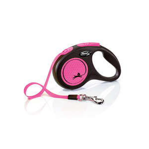 Flexi Neon Otomatik Şerit Köpek Tasması 15 KG - 5M Small Pembe