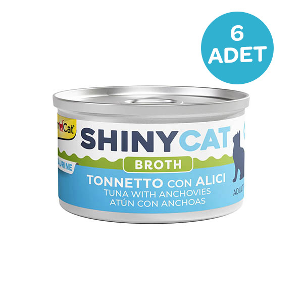 Gimcat Konserve Kedi Maması Shinycat Broth (Sos içinde) Ançüezli Ton Balığı 70 Gr x 6 Adet - 1