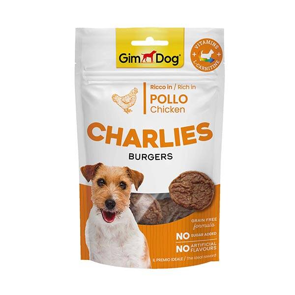 GimDog Charlies Burger Tavuklu Tahılsız ve Şekersiz Köpek Ödül Maması 70gr