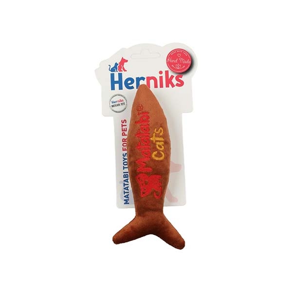 Herniks Matatabili Sesli Peluş Kumaş Kedi Oyuncağı – Jr. Fish 20cm Kahverengi