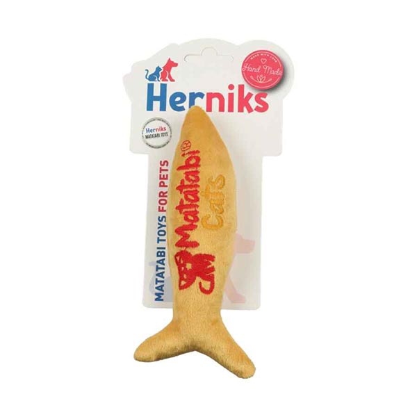 Herniks Matatabili Sesli Peluş Kumaş Kedi Oyuncağı - Jr. Fish 20cm Sarı