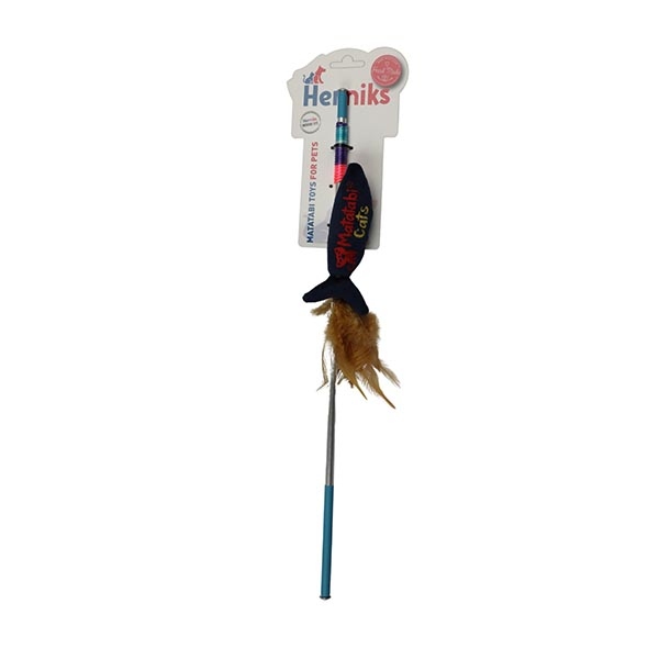 Herniks Matatabili Sesli Tüylü Alüminyum Saplı Kedi Oltası Jr. Fish 45cm -Lacivert