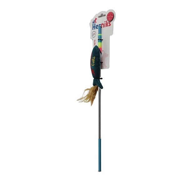 Herniks Matatabili Sesli Tüylü Alüminyum Saplı Kedi Oltası Jr. Fish 45cm - Yosun Yeşili