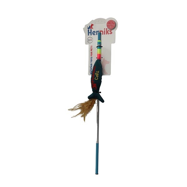 Herniks Matatabili Sesli Tüylü Alüminyum Saplı Kedi Oltası Jr. Fish 45cm - Yosun Yeşili