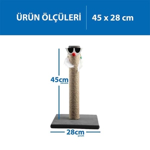 Herniks Palyaço Çubuk Kedi Tırmalama Tahtası 45 Cm - Gri - Thumbnail