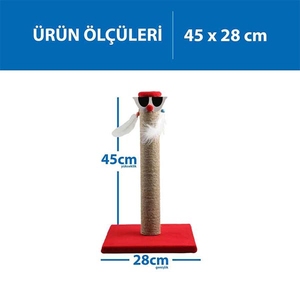 Herniks Palyaço Çubuk Kedi Tırmalama Tahtası 45 Cm - Kırmızı - Thumbnail