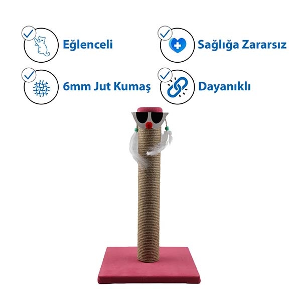 Herniks Palyaço Çubuk Kedi Tırmalama Tahtası 45 Cm - Pembe