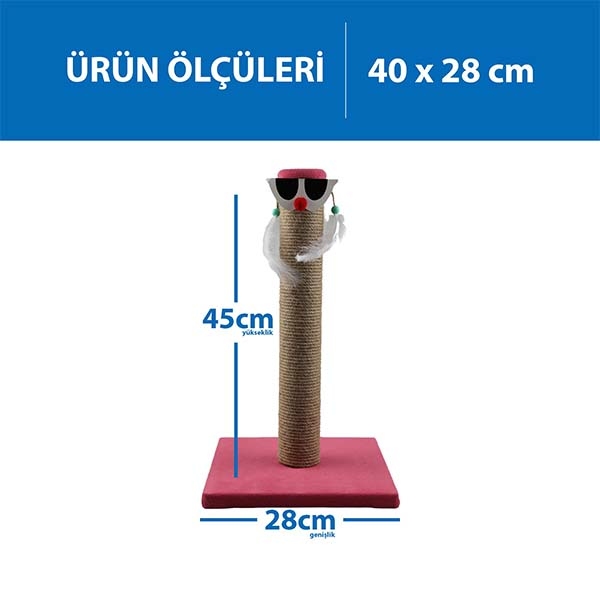 Herniks Palyaço Çubuk Kedi Tırmalama Tahtası 45 Cm - Pembe