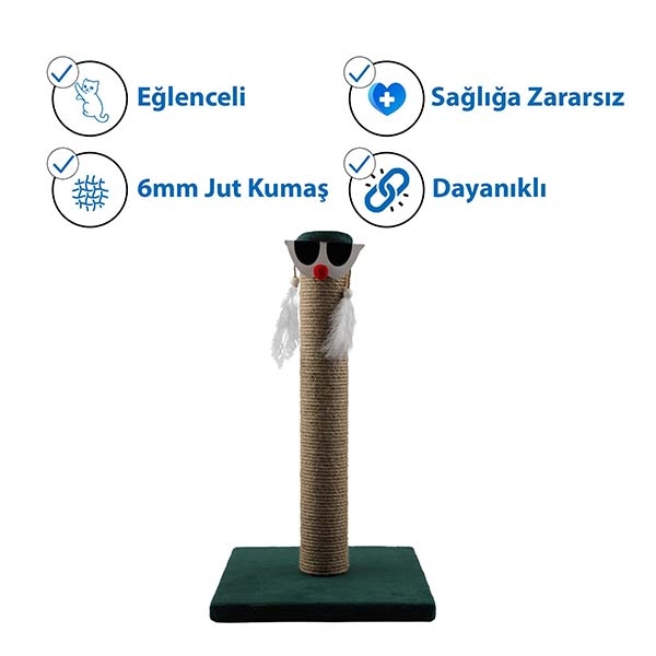 Herniks Palyaço Çubuk Kedi Tırmalama Tahtası 45 Cm - Yeşil