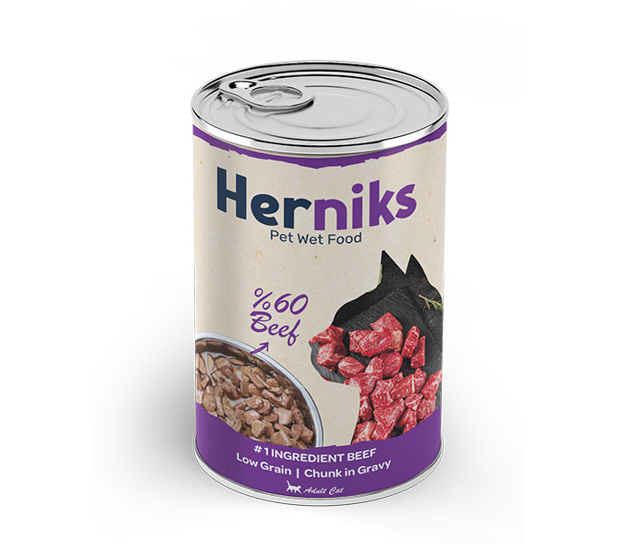 Herniks Parça Biftekli Soslu Kedi Konservesi 400 GR