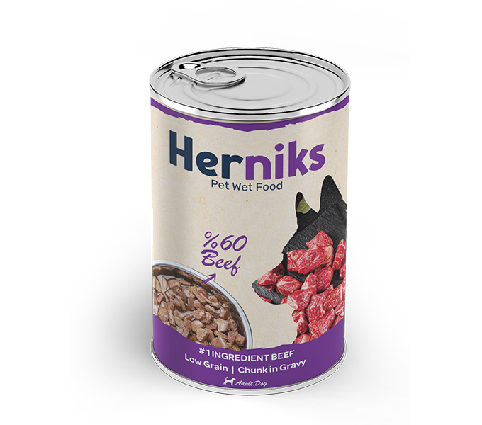 Herniks Parça Biftekli Soslu Köpek Konservesi 400 GR