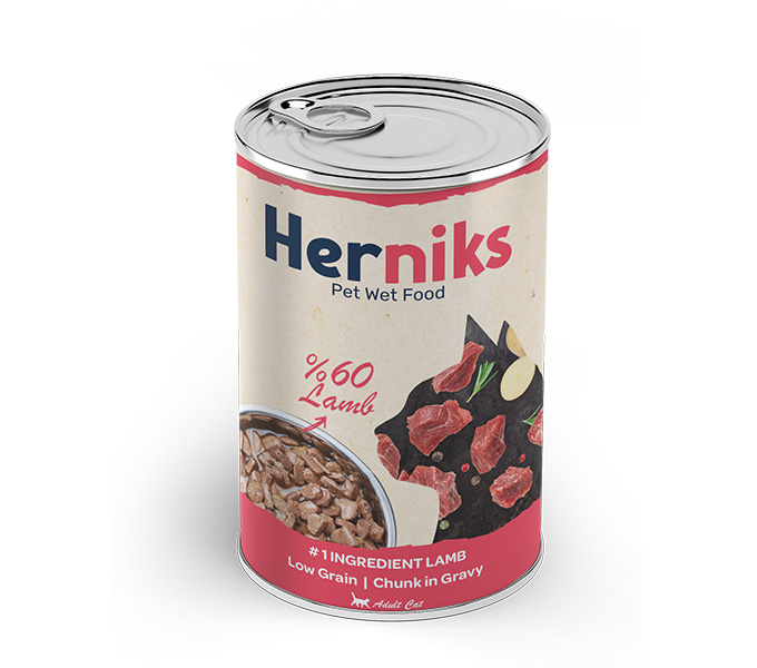 Herniks Parça Kuzu Etli Soslu Kedi Konservesi 400 GR