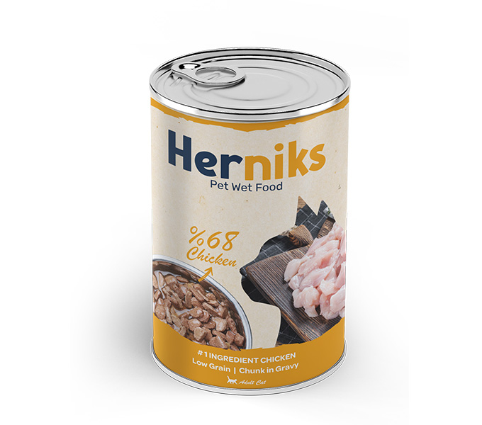 Herniks Parça Tavuk Etli Soslu Kedi Konservesi 400 GR