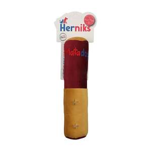 Herniks - Herniks Sesli Kumaş Nakışlı Köpek Oyuncağı - Rull 25 cm Bordo
