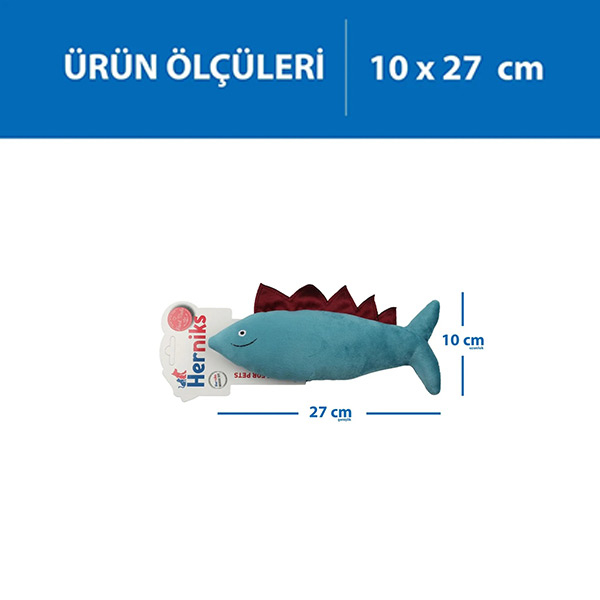 Herniks Sesli Kumaş Peluş Köpek Oyuncağı - Spino 27cm Turkuaz