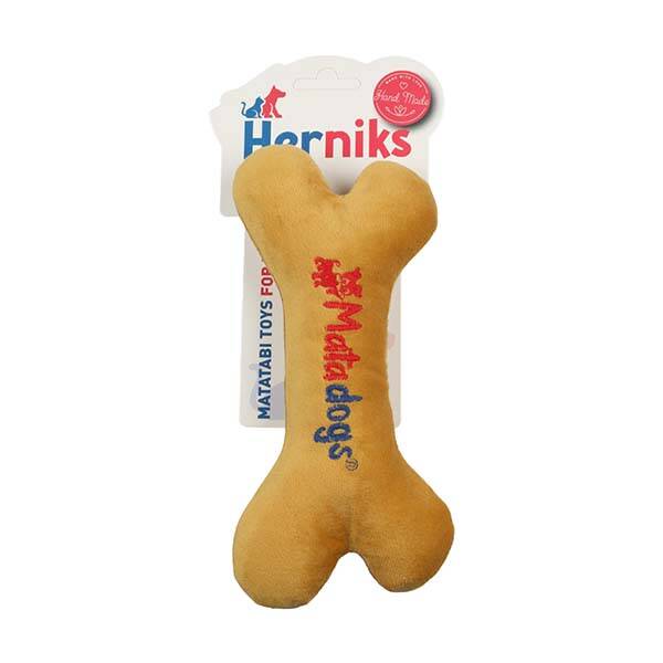 Herniks Sesli Peluş Nakışlı Köpek Oyuncağı - Mini Bone 18cm Sarı