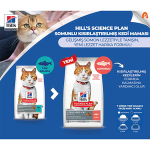 Hill's SCIENCE PLAN Somonlu Kısırlaştırılmış Yetişkin Kedi Maması 13kg + 2kg HEDİYE! - Thumbnail