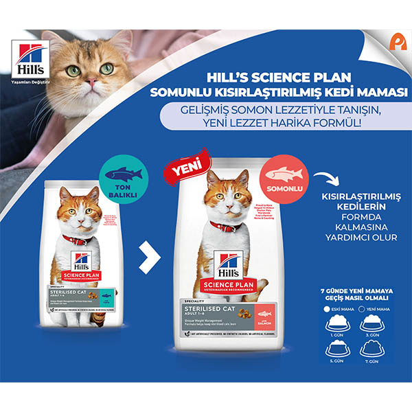 Hill's SCIENCE PLAN Somonlu Kısırlaştırılmış Yetişkin Kedi Maması 8kg + 2kg HEDİYE!