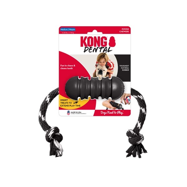 KONG Extreme Dental Diş Temizliği Sağlayan İp Sallantılı Köpek Oyuncağı Ultra Sert M