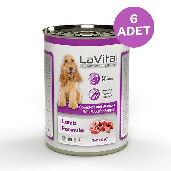 La Vital Kuzu Etli Yavru Köpek Yaş Maması 400 Gr x 6 Adet - 1