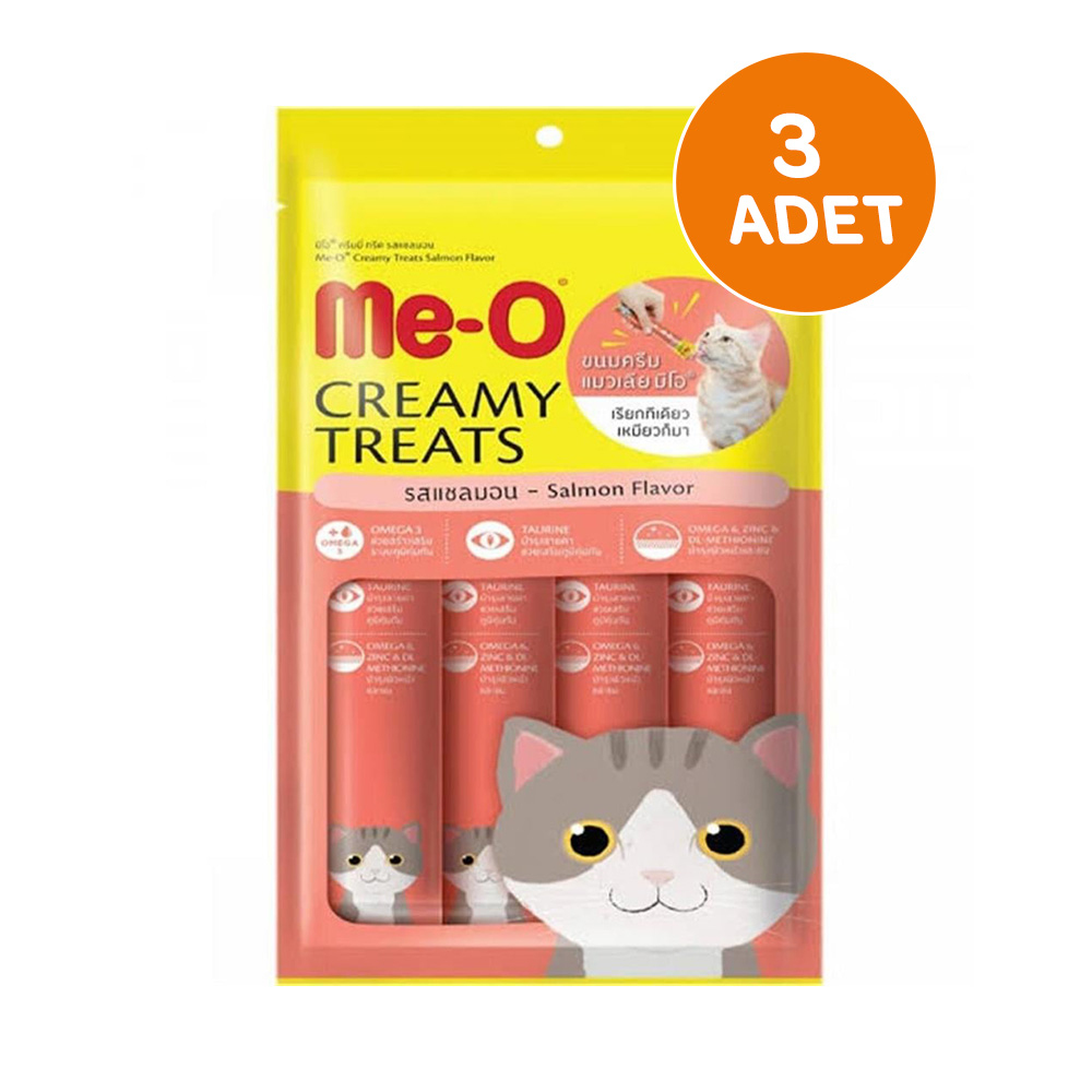 Me-O Creamy Treats Somonlu Kedi Ödül Maması 15 Gr x 4 (3 Adet)