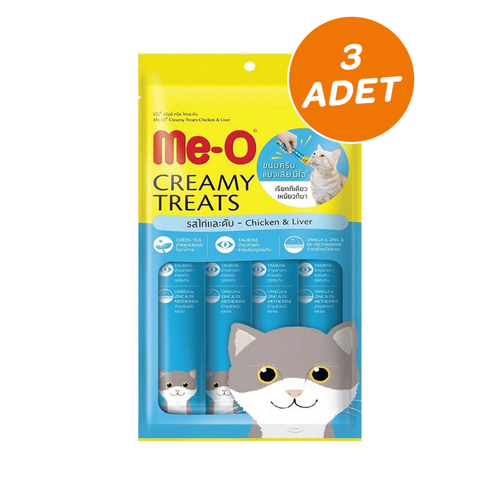 Me-O Creamy Treats Tavuk ve Ciğerli Kedi Ödül Maması 15 Gr x 4 (3 Adet)